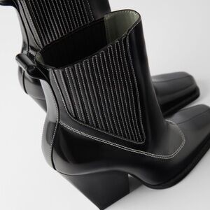 ZARA BNWT Heeled Ankle Boots with Topstitching